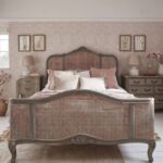 Hand Carved Rattan Painted French Bed - Image 4