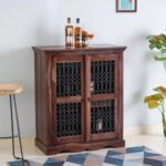 Sheesham Wood Bar Cabinet – Grey Finish - Image 4