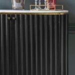 Modern Solid Wood Bar Cabinet in Black Fluted Design with Premium Golden Accents - Image 3