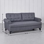 Fabric 3-Seater Sofa - Grey - Image 3