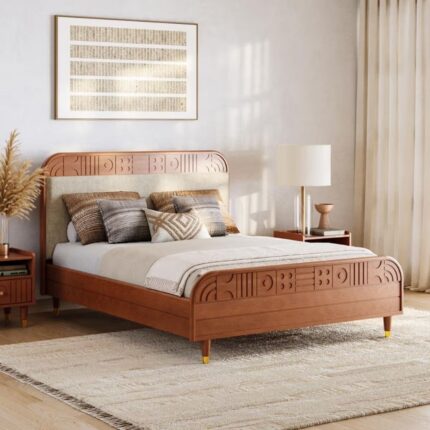 Queen Non-Storage with Upholstery Solid Wood Bed
