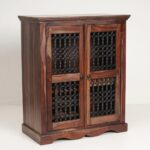 Sheesham Wood Bar Cabinet – Grey Finish - Image 6