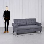 Fabric 3-Seater Sofa - Grey - Image 4