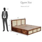 Rattan Solid Wood Cane Bed With Hydraulic Storage - Image 2