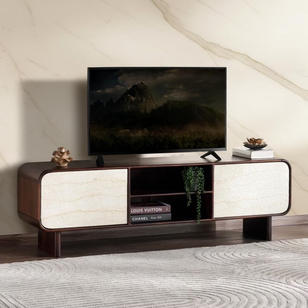 34 TV Unit for Up to 60 Inches – Beige & Walnut - Image 1