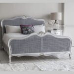 Cane Rattan Teak Wood King Size Bed - Gray Color - Image 5