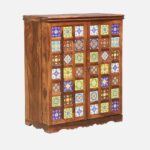 Sheesham Wood Bar Cabinet in Rustic Teak Finish - Image 4