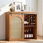 Mid-Century Modern Bar Cabinet in White with Bottle Rack