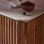 Modern Solid Wood Bar Cabinet with Marble Top and Integrated Bottle Rack for Living Room - Image 4