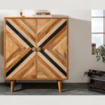 Mango Wood Highboard with Intricate Front Design – 100 cm Premium Storage Unit
