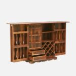 Sheesham Wood Bar Cabinet in Rustic Teak Finish - Image 2