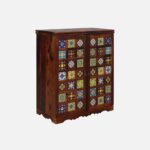Sheesham Wood Bar Cabinet in Honey Oak Finish - Image 2