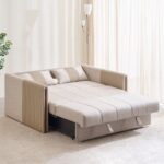 2-Seater Sofa Bed with Cushions - Beige - Image 5