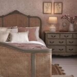 Hand Carved Rattan Painted French Bed - Image 5
