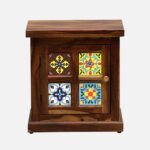 Sheesham Wood Bedside Table (Lhs Door) In Provincial teak Finish - Image 4