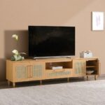 Wooden TV Unit for Up to 80 Inches – Natural Finish - Image 3
