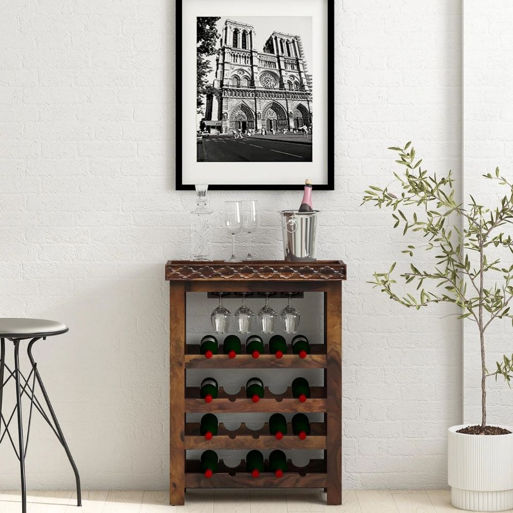 40 Sheesham Wood Bar Cabinet in Provincial Teak Finish - Image 1