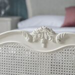 Cane Rattan Teak Wood King Size Bed - Cream Color - Image 4