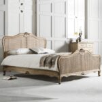 Cane Rattan Teak Wood King Size Bed - Natural Color