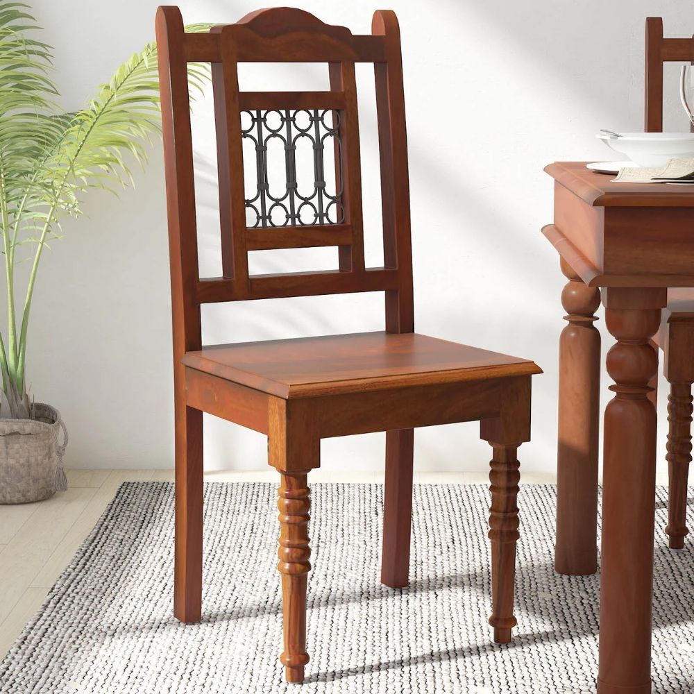 44 Sheesham Wood Dining Chair in Scratch-Resistant Honey Oak Finish (Set of 2) - Image 1