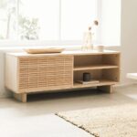 Pine Wood TV Stand with Mallorquina Doors – 120 cm