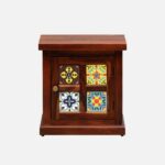 Sheesham Wood Bedside Table (Rhs Door) In Honey Oak Finish - Image 4