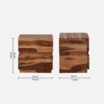 Sheesham Wood Bedside Table in Scratch Resistant Rustic Teak Finish With Drawers - Image 3