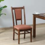 Sheesham Wood Dining Chairs in Provincial Teak Finish and Mocha Mousse Colour (Set of 2)