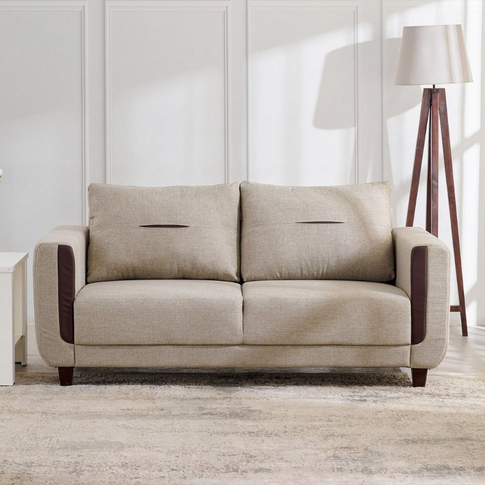 5 Fabric 3-Seater Sofa - Beige - Image 1