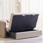 2-Seater Sofa Bed with Cushions - Beige - Image 6