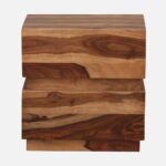 Sheesham Wood Bedside Table in Scratch Resistant Rustic Teak Finish With Drawers - Image 4