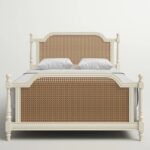 Sheesham Wood Vintage Luxury Standard White Morden Rattan Cane Bed - Image 3