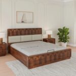 Solid Wood Queen Bed with Hydraulic Storage- Antique Cherry