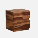 Sheesham Wood Bedside Table in Scratch Resistant Rustic Teak Finish With Drawers - Image 5