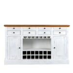 White Distressed Wooden Bar Counter with Vintage Drink Cabinet Storage - Image 6