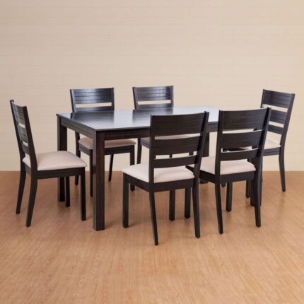 Solid Wood 6-Seater Dining Set with Chairs