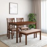 4 Seater Dining Set With Bench (Antique Cherry)