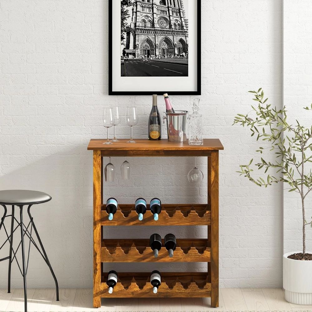 53 Sheesham Wood Bar Cabinet in Scratch-Resistant Provincial Teak - Image 1