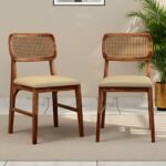 Sheesham Chair with Rattan Backrest (Set of 2)