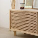 Pine Wood TV Stand with 2 Lattice Doors – 150 cm - Image 3