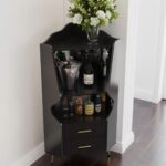 Wine Coffee Bar Cabinet Natural Weathered Finish With 3 Drawers, Wine & Glass Rack - Image 5