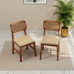 Sheesham Chair with Rattan Backrest (Set of 2) - Image 2