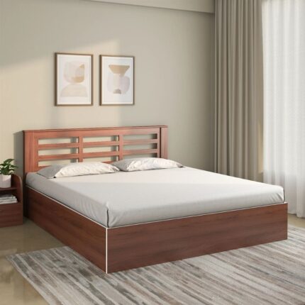 Solid Wood Bed with Box Storage (Walnut)