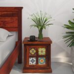 Sheesham Wood Bedside Table (Lhs Door) In Honey Oak Finish