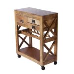 Solid Wood Bar Cabinet Cum Trolley – Premium Finish - Image 5