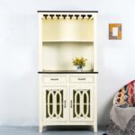 Cream-Finished Wooden Bar Cabinet