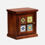 Sheesham Wood Bedside Table (Lhs Door) In Honey Oak Finish - Image 6
