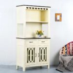 Cream-Finished Wooden Bar Cabinet - Image 2