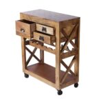 Solid Wood Bar Cabinet Cum Trolley – Premium Finish - Image 2