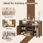 Wooden Corner Bar Cabinet with Mirrored Back, 2 Open Shelves & 2 Storage Drawers for Home Bar - Image 3